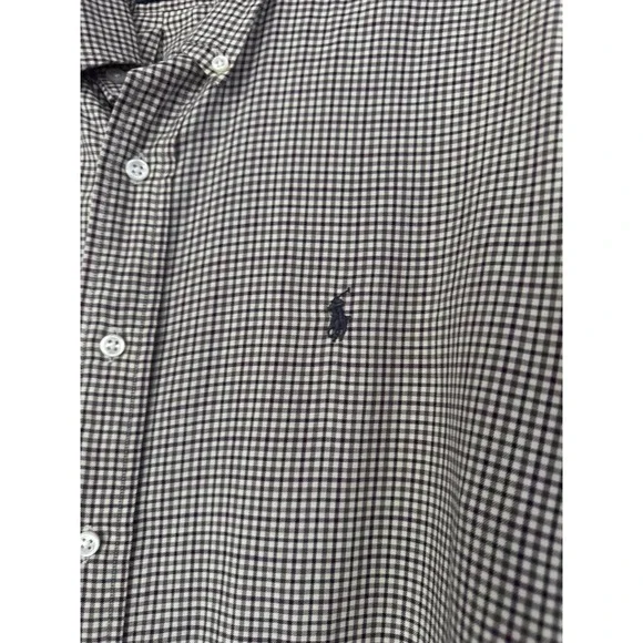 Ralph Lauren Blake 100% Cotton Button Down Shirt Long Sleeves Gingham Brown XL - Picture 3 of 8